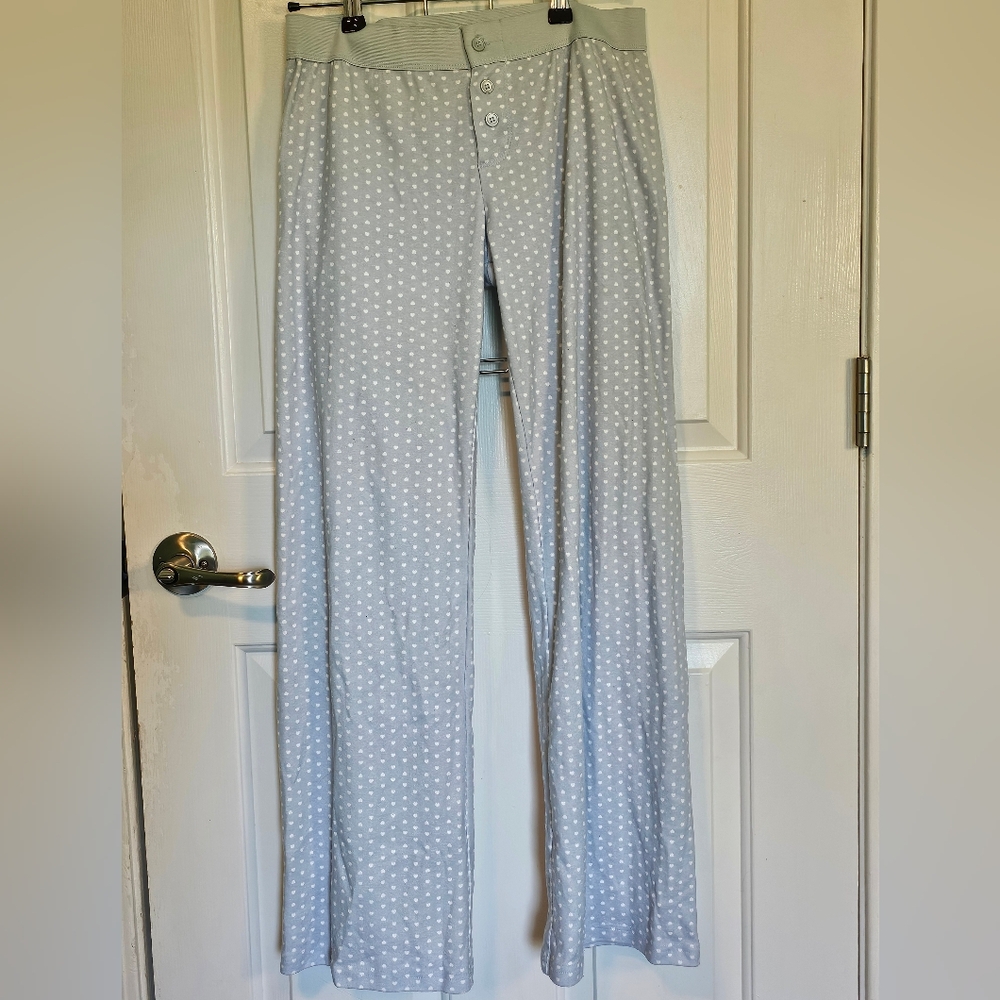 Hesperus Ice Blue w/White Heart Pajama Pants Women's Sz S